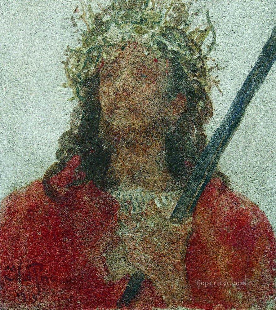 Jesus in einer Dornenkranz 1913 Repin Religiosen Christentum Ölgemälde